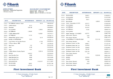 Download Bulgaria Fibank (First Investment Bank) bank stataement 1 2 pages word